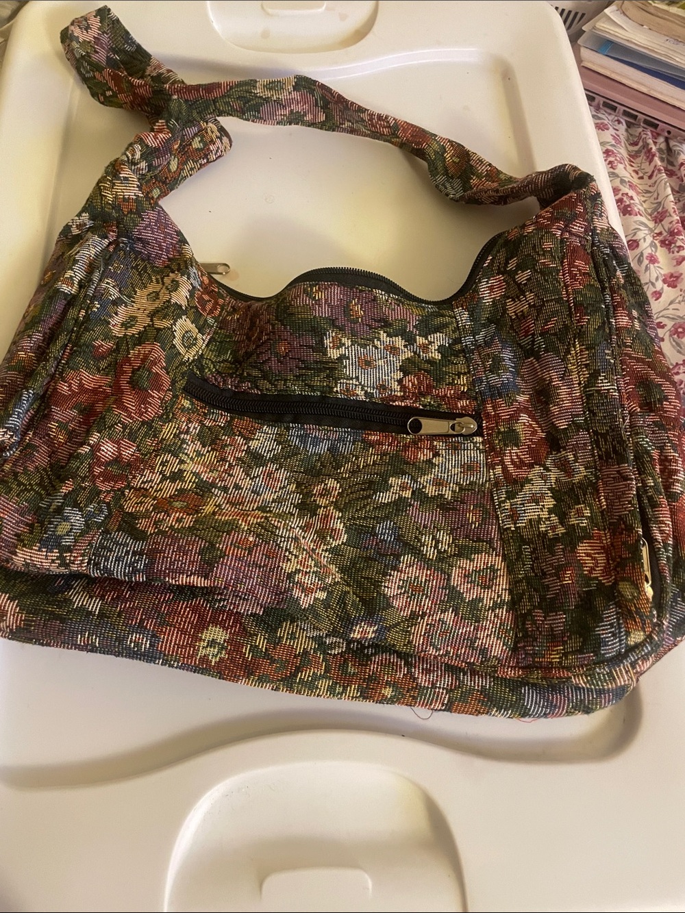 Soft lightweight floral shoulder bag